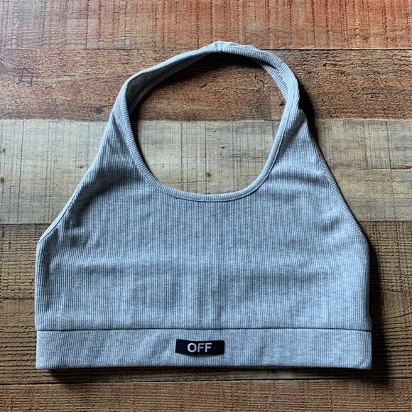 Junie Clothing Tops - Junie Clothing Womens Ribbed Knit Cropped Halter Top in Gray -S